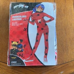 Spirit Miraculous Ladybug Red Black Polka Dot Costume Child Size M 8-10